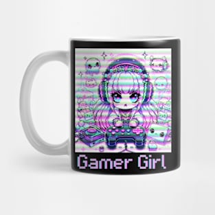 Gamer Girl Anime Retro Glitch Mug